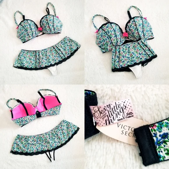 Victoria's Secret Vintage Sexy Little Things Bra & Skirted Thong Panty Set - Picture 1 of 16
